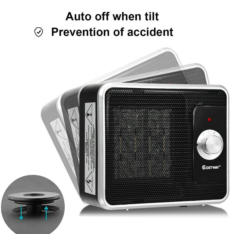 Costway 1200W Portable Electric PTC Space Heater Safety Shut-Off Tilt  Protection Office - Walmart.com