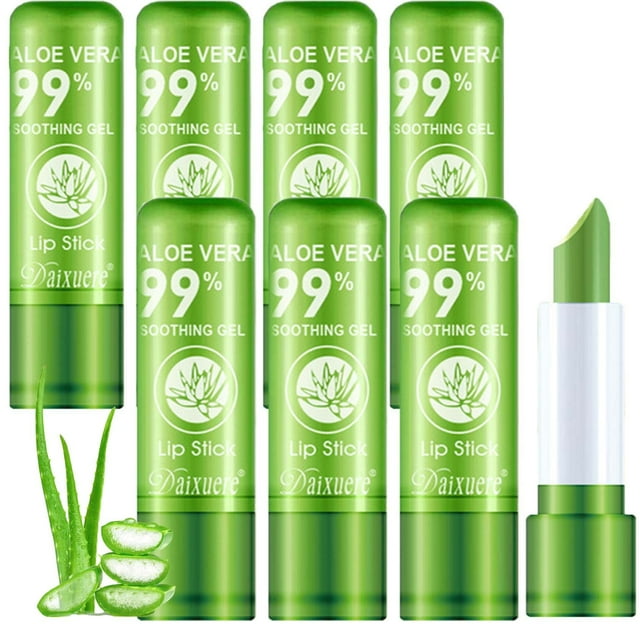WENJLYJ 8 PCS Lápiz labial de aloe vera Juego de brillo de labios que cambia de color con temperatura mágica Bálsamo labial nutritivo a prueba de agua de larga duración Lápiz labial hidratante Kits de