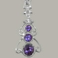 thumbnail image 5 of LBG Sterling Silver Genuine Natural Amethyst & Diamond Womens Bohemian Pendant & Chain Necklace - Chain length 22, 5 of 5