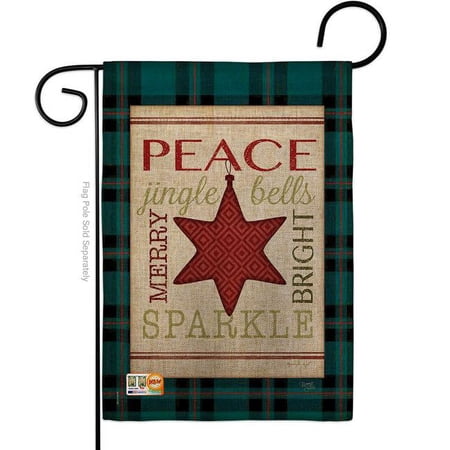 UPC: 0797277974874 | Breeze Decor BD-XM-G-114179-IP-DB-D-US18-SB 13 x 18.5 in. Merry with Brightening Stars Burlap Winter Christmas Impressions Decorative Vertical Double Sided Garden Flag
