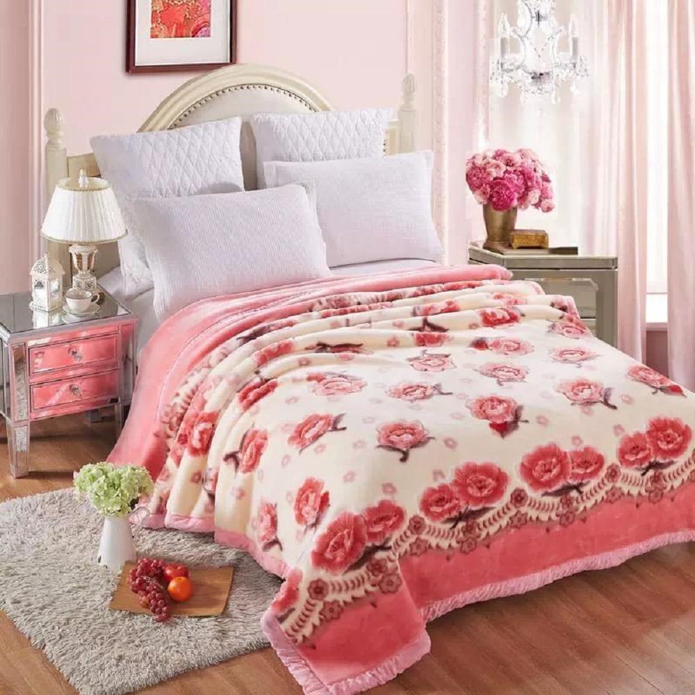 DBOZE Heavy Korean Faux Mink Fleece Blanket, 2 Ply Reversible Silky