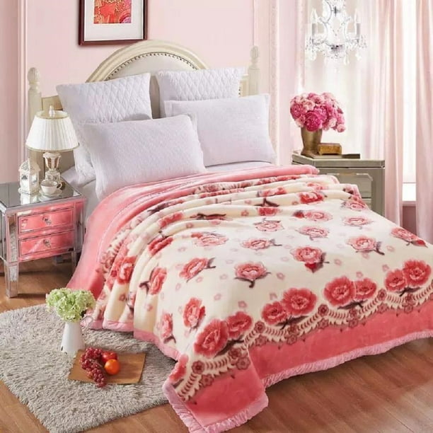 DBOZE Heavy Korean Faux Mink Fleece Blanket, 2 Ply Reversible Silky