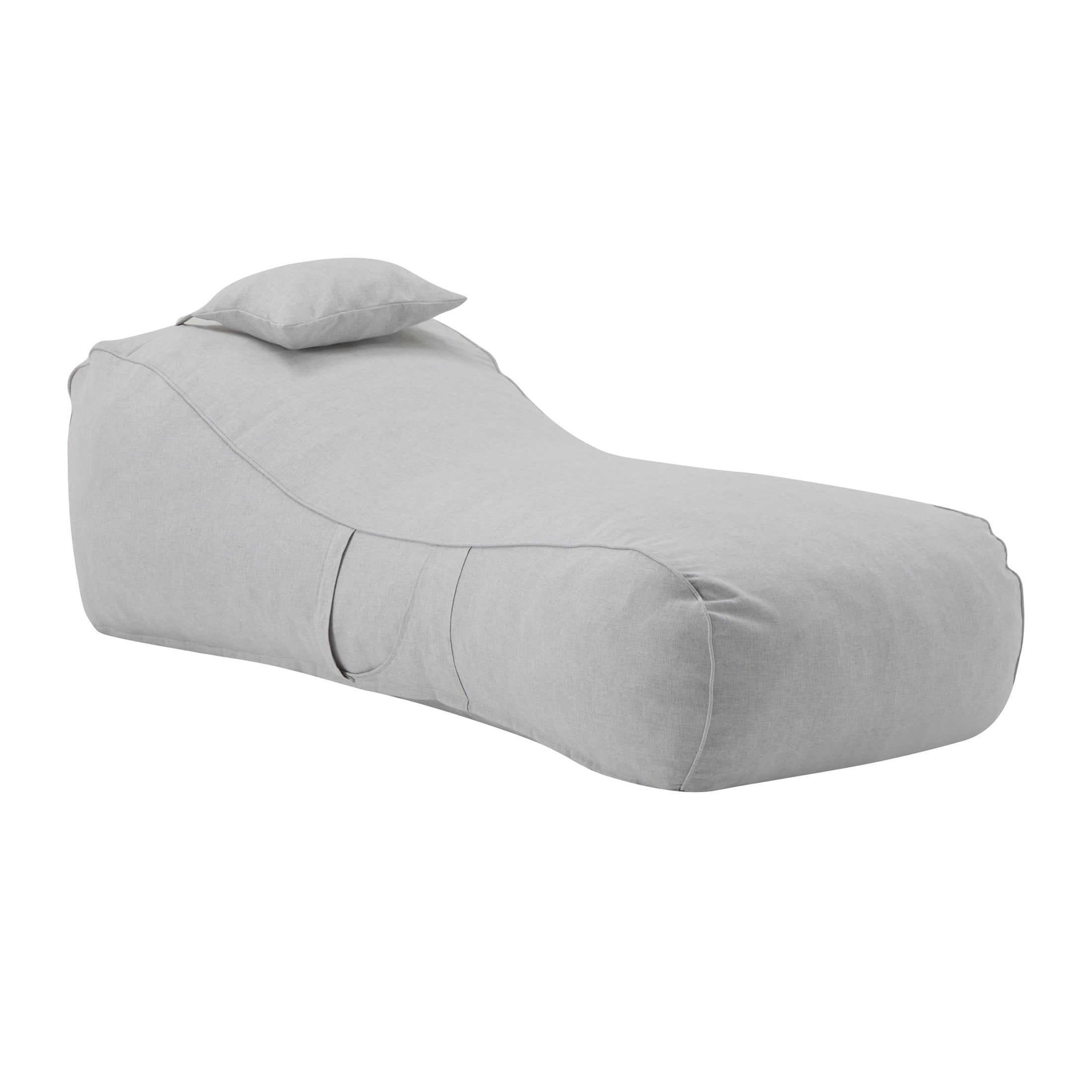 Christopher Knight Home 71" Outdoor Bean Bag Lounge Chair with Headrest Pillow, Plush Foam Fill, Light Gray