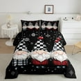 thumbnail image 2 of Feelyou Funny Gnome Full Size Comforter Sets, Checkered Geometric Bedding Comforter Set, Christmas Snowflake Reversible Bedding Sets, Ultra Soft Home Decor,3-Piece, 2 of 8