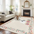thumbnail image 2 of Happy Easter Area Rugs 5'x7', Washable Small Throw Rugs for Laundry Room Playroom, Bow Bunny Colorful Eggs Flowers Vines Indoor Outdoor Rug Non-Slip Low Pile Carpet Runner Reversible Floor Mats, 2 of 8