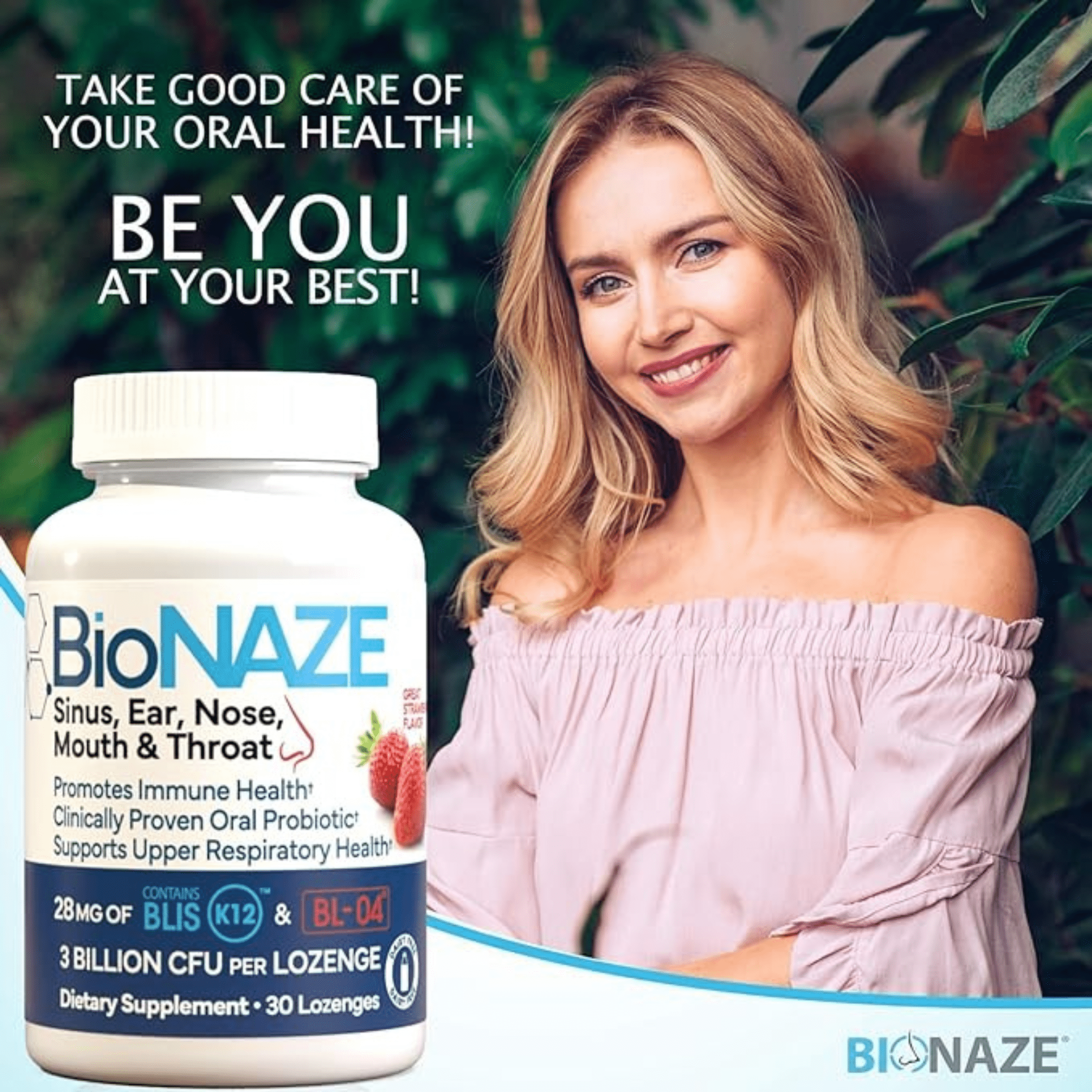 BioNaze Oral Probiotic BLIS K12 & BL-04 for Sinus, Throat, Mouth & Gut