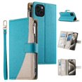 thumbnail image 1 of Funda cartera GANGXUN para iPhone 15 Plus , cuero PU con tarjetero, cremallera, correa de mano, soporte y protección 810°, 1 of 6