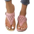 thumbnail image 4 of Women's Spring And Summer New Big Size Clip-toe Beach Flower Hollow-out Wedges Fashion Casual Slippers Sandals for Women Pink 35, 4 of 8