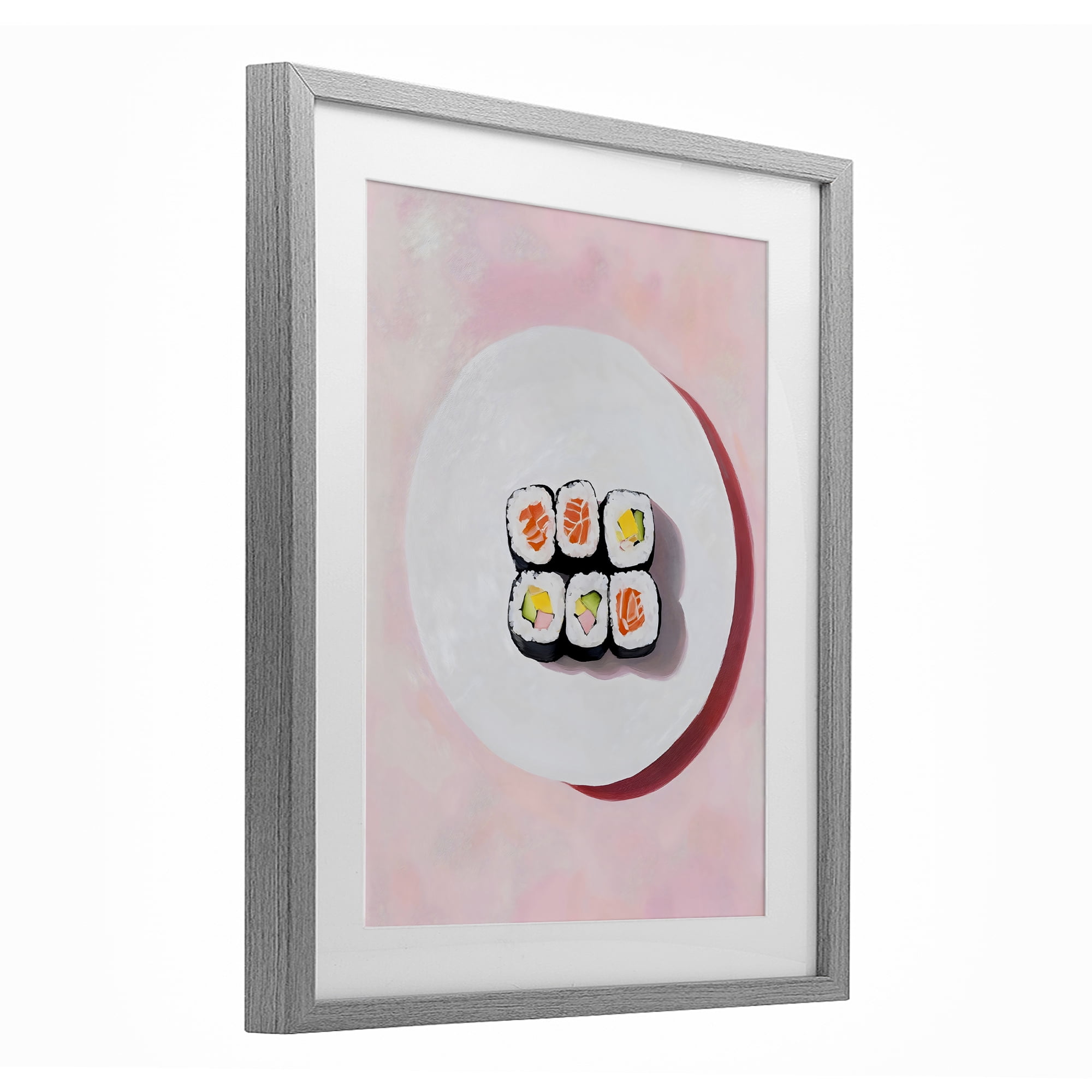 Stupell Industries Sushi Rolls on Plate Gray Framed Print Under Glass, design by The Prints Vibe