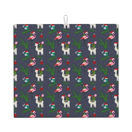 

Vsdgher Christmas Party Print Dish Drying Mat Kitchen Counter Mat Dish Drying Pad for Dishes Utensils Pots and Pans 16 x 18