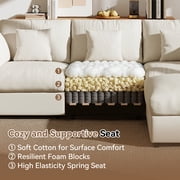 BedLuxury 140 Extra Large Modular Sectional Cloud Sofa with 2 Removable Storage Ottoman, Extra Deep Seat Couch, Living Room Furniture, Chenille Beige