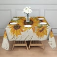 thumbnail image 3 of Beige Calligraphy Sunflower Pattern Square Tablecloth,Waterproof Square Table Cover,Wipeable Spillproof Washable Table Cover for Home Kitchen Party Decor 42"X42"(107x107cm), 3 of 6