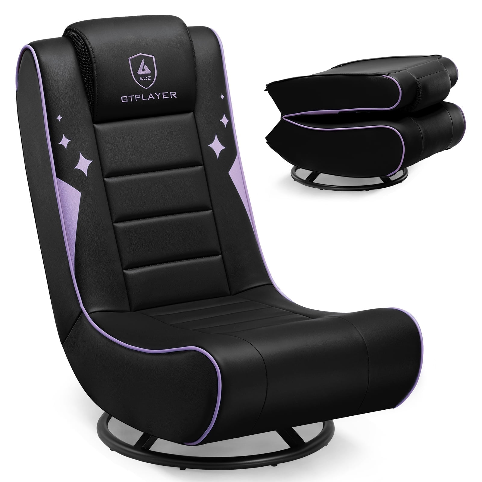 GTPLAYER Swivel Floor Gaming Chairs with Foldable Backrest for Teens,, Purple