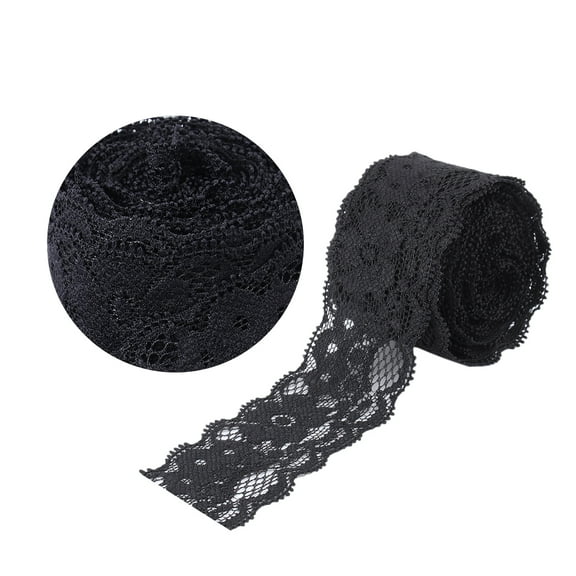 5 Yards Stretch Flower Lace DIY Trims Clothes Sewing Craft DIY Dress (Black)