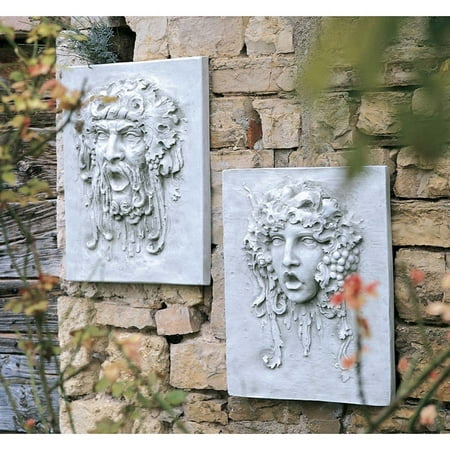 Design Toscano Opimus and Vappa Wall Sculptures - Large Scale Set Includes • Hand-cast using real crushed stone bonded with high quality designer resin• Each piece is individually hand-finished by our artisans• Exclusive to the Design Toscano brand and perfect for your home or garden• Easily hung above your fireplace mantel  in a sunny garden corner or on a patio wall