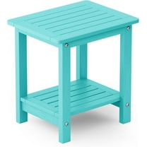 WINSOON Small Outside Adirondack Square Side Table,Double Layer - Aruba Blue
