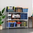 thumbnail image 3 of Homeiju 3-Tier Kitchen Storage Shelf, 41" Wide Adjustable Standing Metal Shelving Unit with Removable Wooden Boards, Heavy Duty for Pantry, Bathroom, Garage, Entryway, Plant Stand, White, 3 of 5