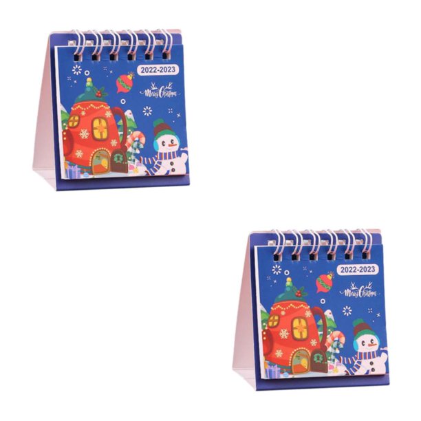 Kearding Calendario de escritorio navideño Regalo de Navidad preferido Color brillante e impresión clara Papel práctico azul azul 2Conjunto