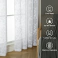 thumbnail image 6 of OVZME Darla White Sheer Curtains 72 Inches Long 2 Panels, Light Filtering Elegant Jacquard Leaf Pattern Farmhouse Door Curtains for Living Room, Balance Light & Privacy Window Sheers, 42Wx72L Inch, 6 of 8