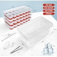 thumbnail image 2 of Ice Cube Tray with Lid and Bin (4 Pack, Red) Silicone Plastic Ice Cube Trays for Freezer, BPA Free Ice Trays with Bin, Ice Scoop, Ice Tong and Drinking Straw Stackable Ice Trays for Cocktail, 2 of 5