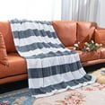 thumbnail image 5 of Ntbay Soft Flannel Throw Blanket Throw Size, Warm Lightweight Bed Blanket with Gray and White Striped Printed, 51" x 68", 5 of 5