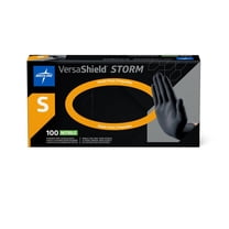 Medline VersaShield Nitrile Exam Gloves, Black, Small,  100 Count