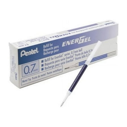 Pentel EnerGel .7mm Liquid Gel Pen Refill 0.70 mm, Fine Point - Blue Ink - Smudge Proof, Smear Proof, Quick-drying Ink, Glob-free, Smooth Writing - 12 / Box