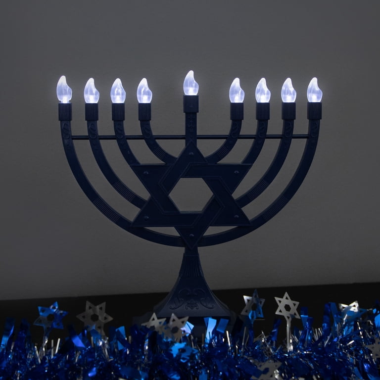 Northlight Battery LED Star of David Menorah, 11.75" Blue photo 4