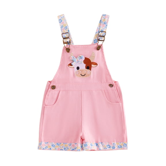BemeyourBBs Toddler Baby Girl Overalls Shorts Kids Embroidery Sleeveless Romper Jumpsuit with Adjustble Shoulder Strap Pockets Baby Girl Spring Summer Fall Clothes