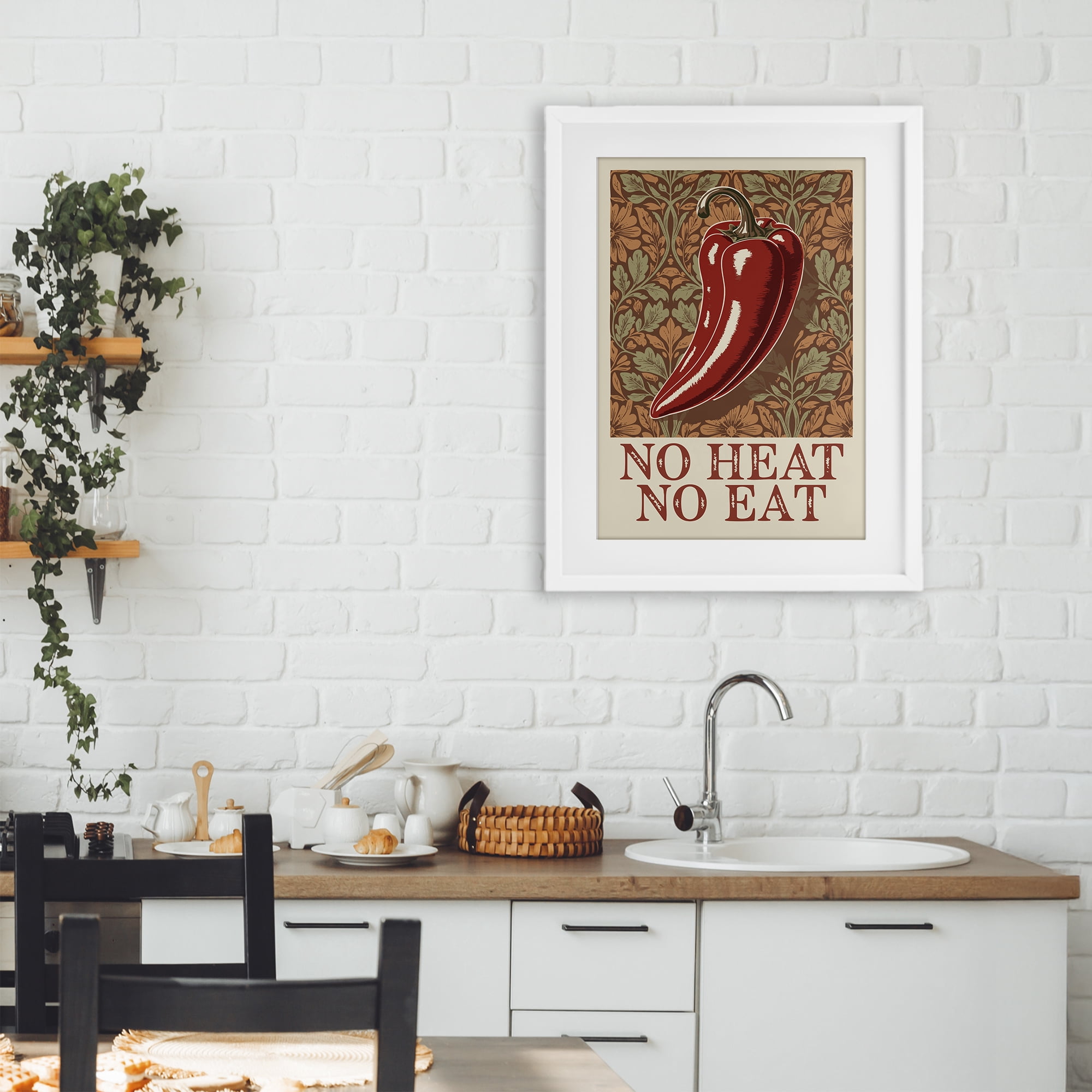 Stupell Industries No Heat or Eat Pepper White Framed Print Under Glass, design by Andreas Magnusson