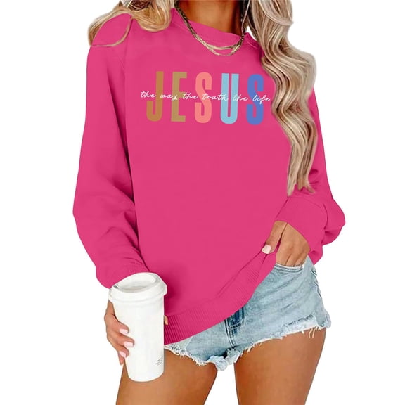 XIAONU Women's Faith Based Sweatshirt Crewneck Graphic Pullover Top Soft Casual Everyday Sweatshirts