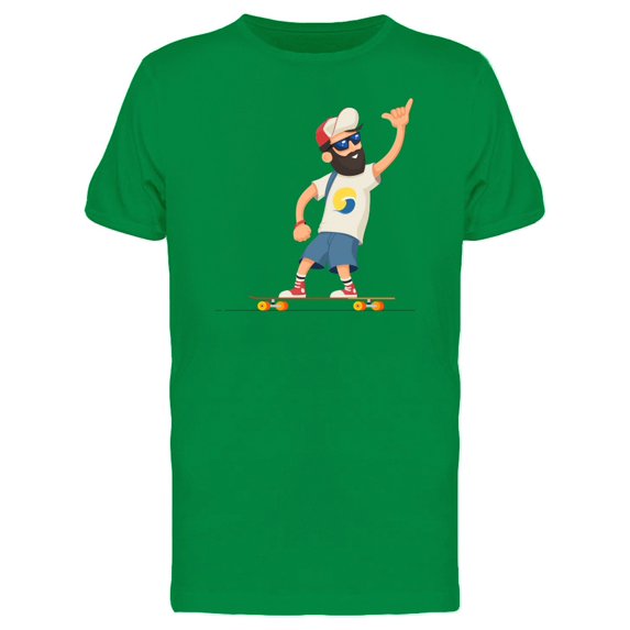 Hipster Man Beard Longboard Tee Men's -Image by Shutterstock
