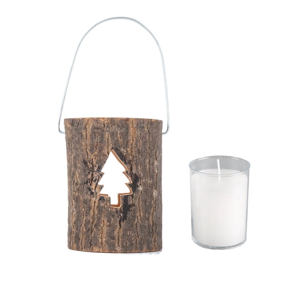 Advancent Portavelas en forma de corazón, decoración de , de madera, incluye portavelas, para sala de estar y exterior. Decoración del hogar Pino +Vela