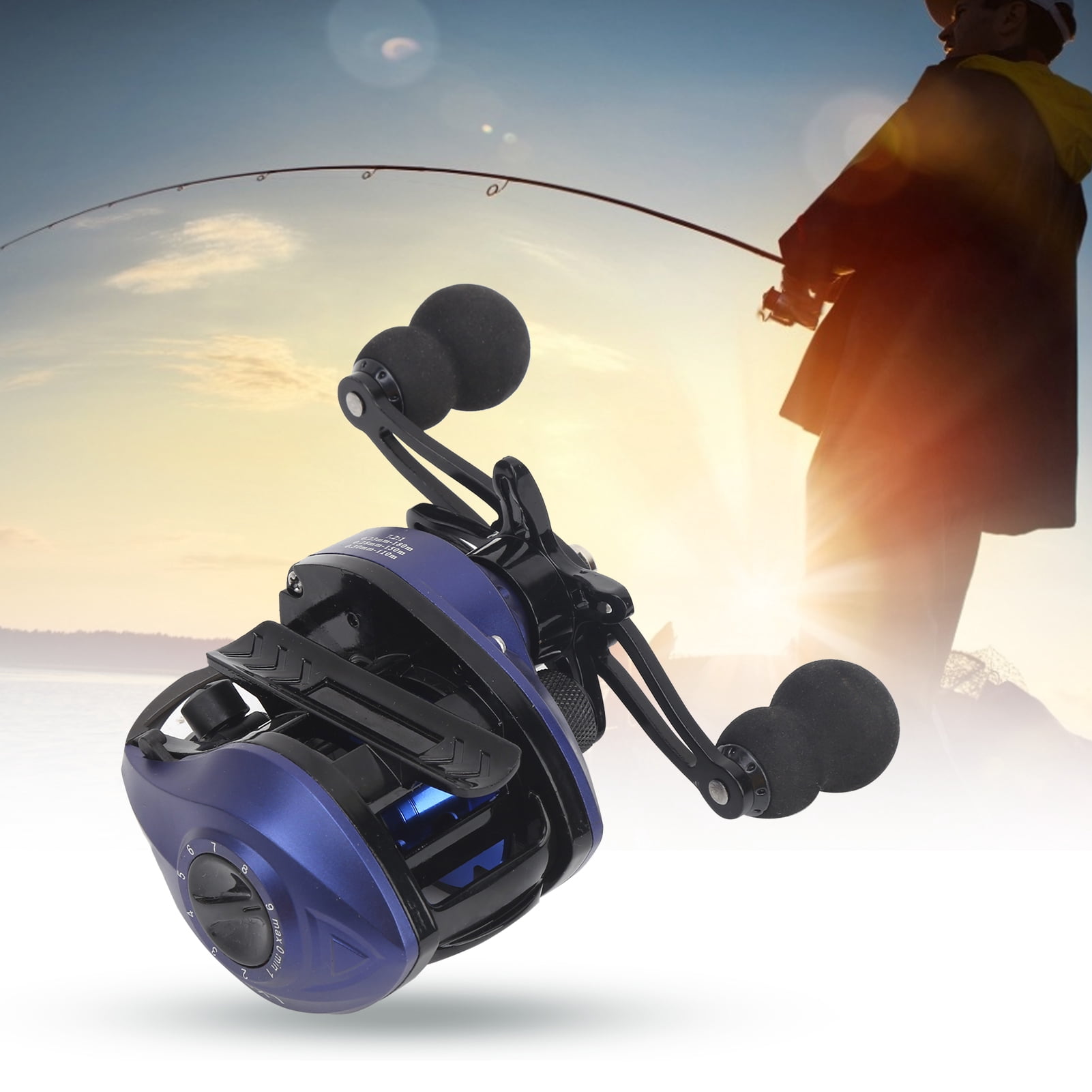 BIMZUC Blue/Black Baitcasting Reel 17+1 Bearings 7.2:1 Gear Ratio High Speed Fishing Wheel Accessory, 5.5 inches / 14 cm, Right Hand
