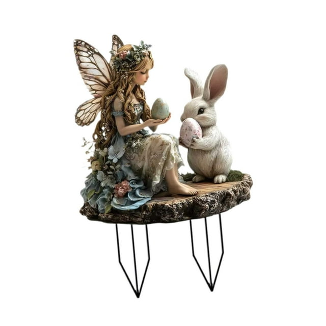 Estaca de jardín de Pascua, figura acrílica, estacas de jardín, decoración de jardín, regalos, escultura de animal, estatua de conejo para césped al Estilo F
