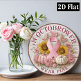 thumbnail image 6 of 2D Flat, Room Decor Vintage Pink Ribbon Wreath Sign - Iron Metal Breast Cancer Awareness Wall Decor for Home, Office, Dorm - Versatile Hanging Decoration for Porch, Living Room, Cafe, Bar 8*8in, 6 of 6