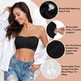 thumbnail image 4 of Strapless Bra for Women Non-Slip Silicone Wireless Bandeau Bras Seamless pads Bralette Tube Top Bra,Clear Bra Straps Included, 4 of 7