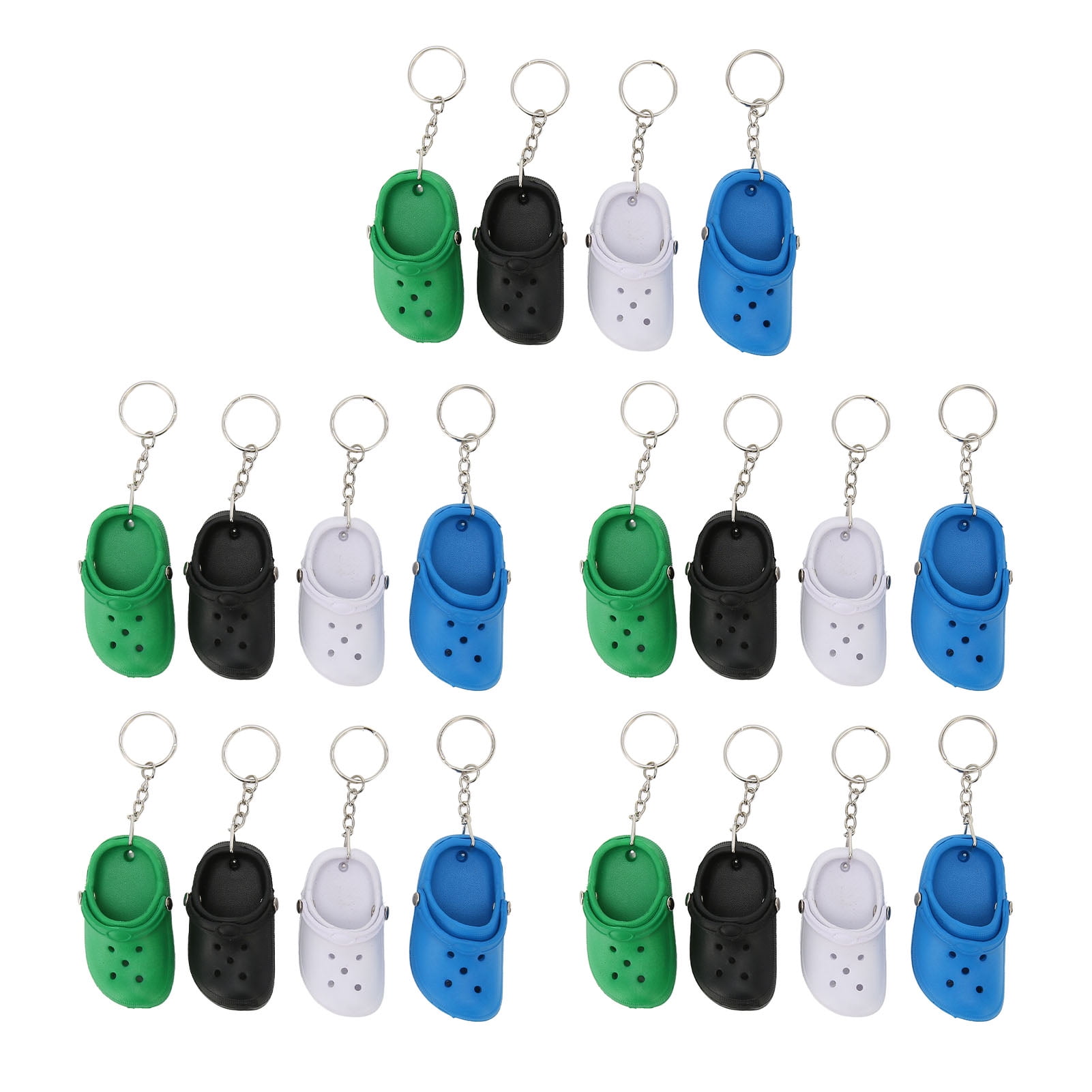 20 Pcs Cute Slipper Keyring Silicone Beach Hole Little Sandals Mini Shoe Key Ring Four Color for Decoration