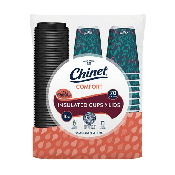 Chinet Comfort Cup and Lids, 16 oz. 70 ct.