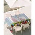 thumbnail image 3 of 52x70 Inch Outdoor Tablecloth with Umbrella Hole Zipper Rectangle Easter Rectangular Tablecloths Outside Waterproof Wooden Bunny Colorful Eggs Spring Floral Retro Art Patio Table Cover for Picnic, 3 of 8