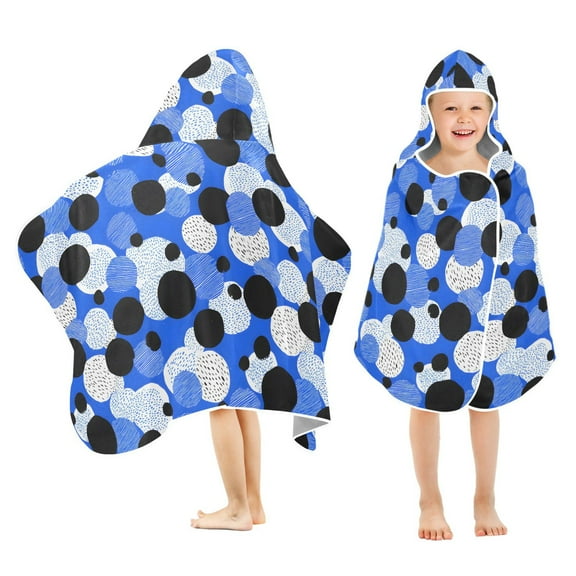 joogoo Dots Blue Pattern Kids Hooded Beach Towel Baby Bath Towel 23.5"x50"