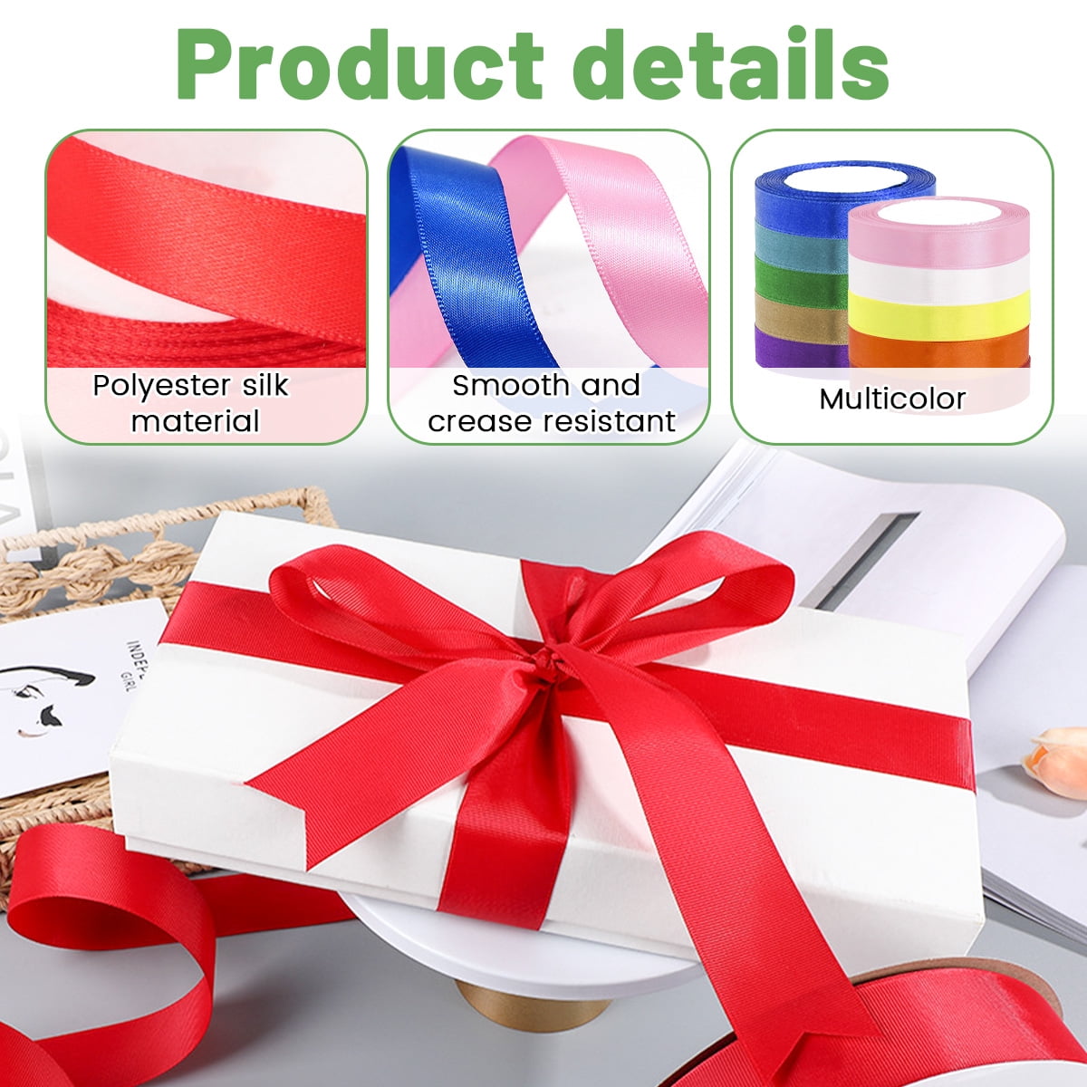 10Rolls Solid Color Satin Ribbon, Ribbon for Flower Bouquet, Craft Fabric Ribbon, Bouquet Ribbon for Flowers, Ribbons for Crafts