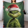 thumbnail image 4 of Manta de tela de superficie vertical súper suave de varios tamaños de Grinch, acogedora y cálida, adecuada para cama, sofá, campamento, viajes, para todas las estaciones, liviana y compacta de 60 x, 4 of 8