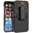 thumbnail image 3 of Case with Clip for iPhone 13 Pro Max, Nakedcellphone Slim Hard Shell Phone Cover with Kickstand and [Rotating/Ratchet] Belt Hip Holster Combination - Black Tread, 3 of 8