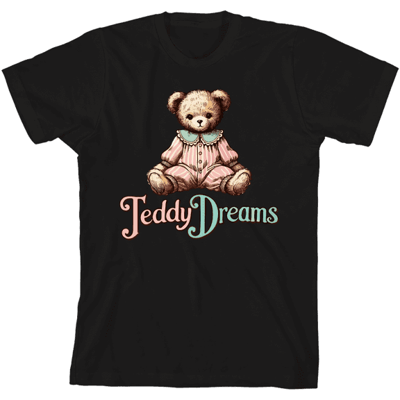 Teddy Dreams Boy's Black Crew Neck Short Sleeve Tee-Medium