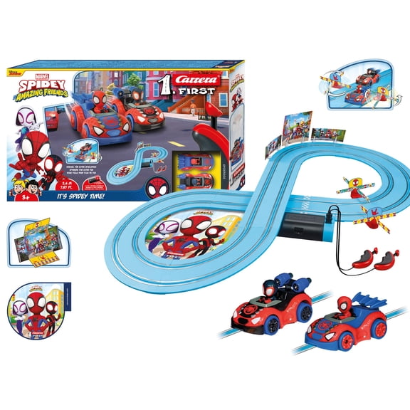 Pista de carreras de autos a escala Carrera First Spidey a pilas
