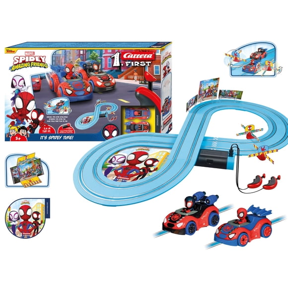Pista de carreras de autos a escala Carrera First Spidey a pilas