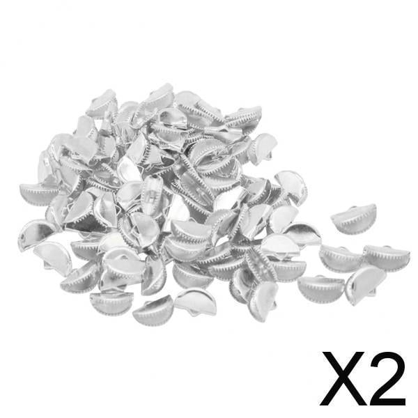 Conectores de punta de Abrazadera BLESIY, 100 piezas, 2x100 Uds, Semicircular Plateado