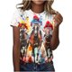thumbnail image 1 of Tops de Ajuste Suelto para las Mujeres Sudadera Casual Impresa Manga Corta Cuello Redondo Superior, Poliéster, 1 of 7
