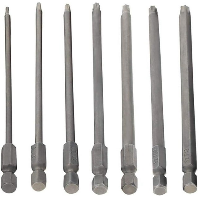 HUGFEGWE Torx Bits Set 7pcs 1/4 Inch Hex Shank T10 T15 T20 T25 T27 T30 T40Screwdriver Bit Set 150mm Length S2 Screw Driver Kit Tools CJB91-24228